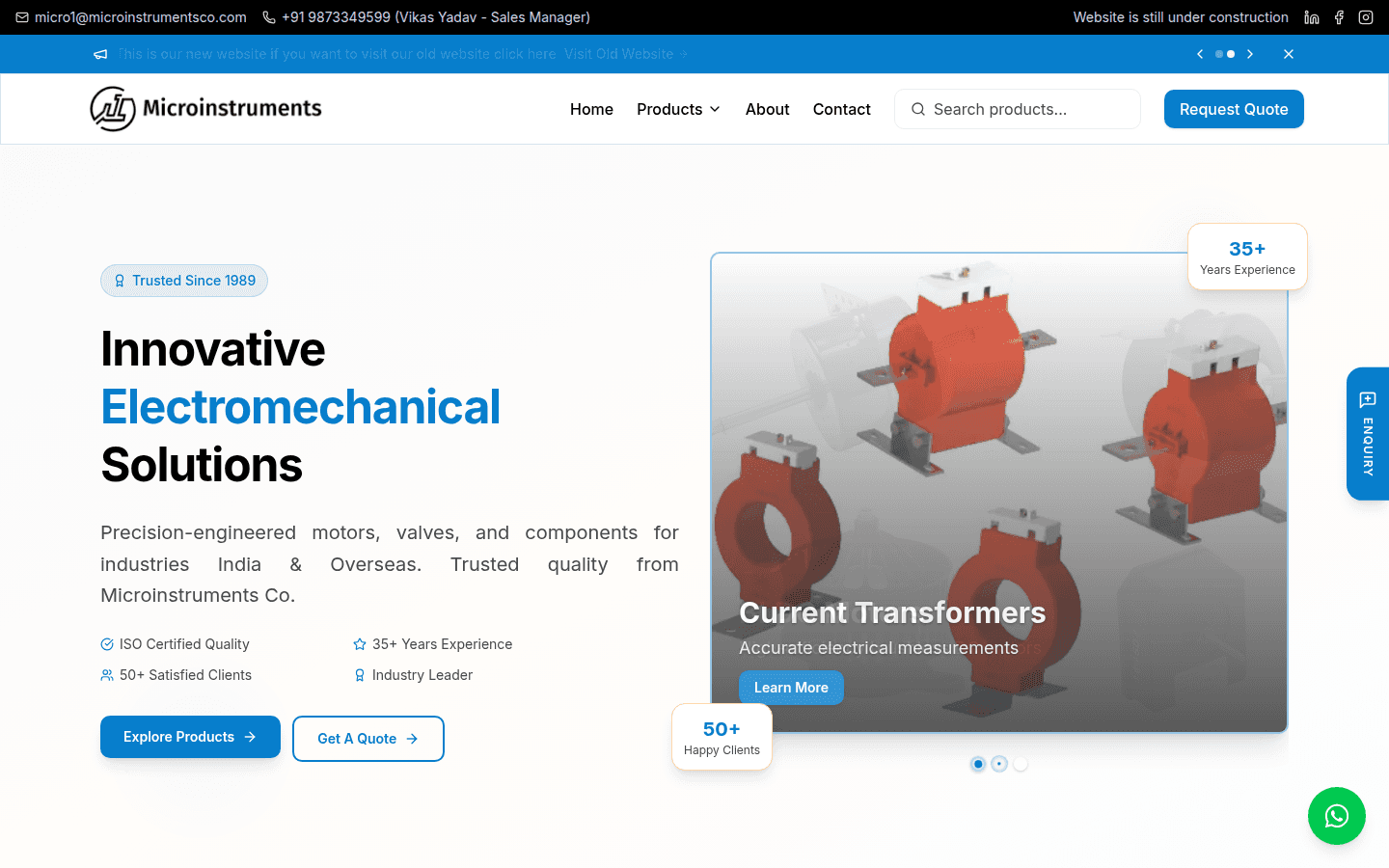 Microinstruments website homepage preview